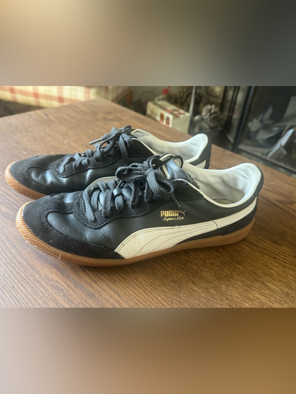 Puma Black and White Super Liga Retro Sneakers